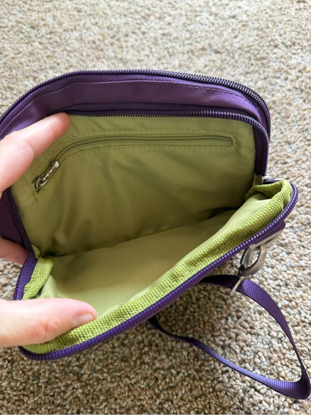 BAGGALLINI Plum Purple Nylon Zippered Crossbody Shoulder Bag